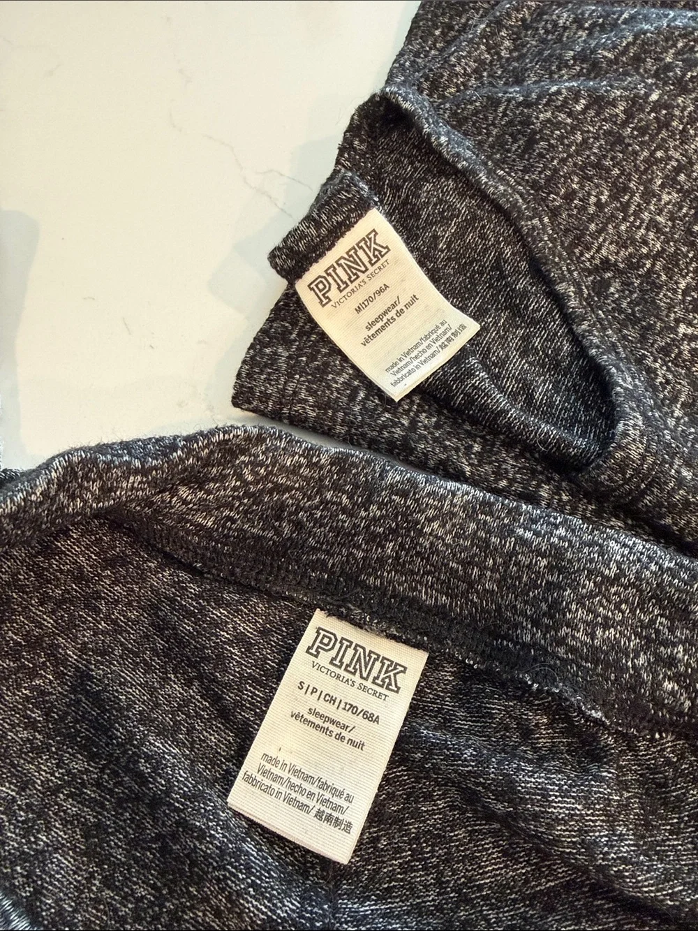 PINK Victoria's Secret Charcoal Marled Long Sleeve Pajama Set